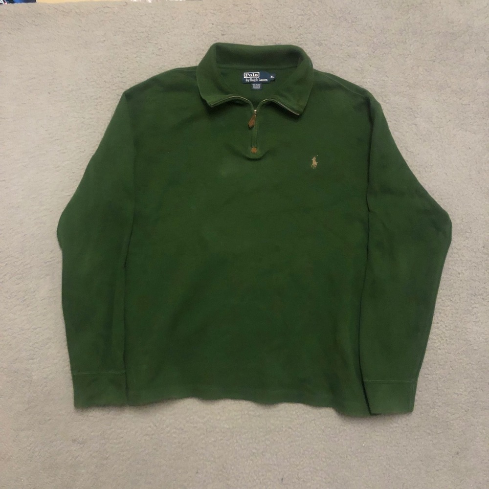Vtg Polo Ralph Lauren 1/4 Zip Pullover Sweatshirt Green XL